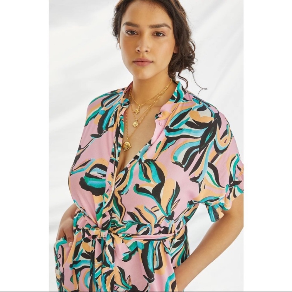 Anthro Corey Lynn Calter Ruffled Shirtdress - Picture 3 of 4